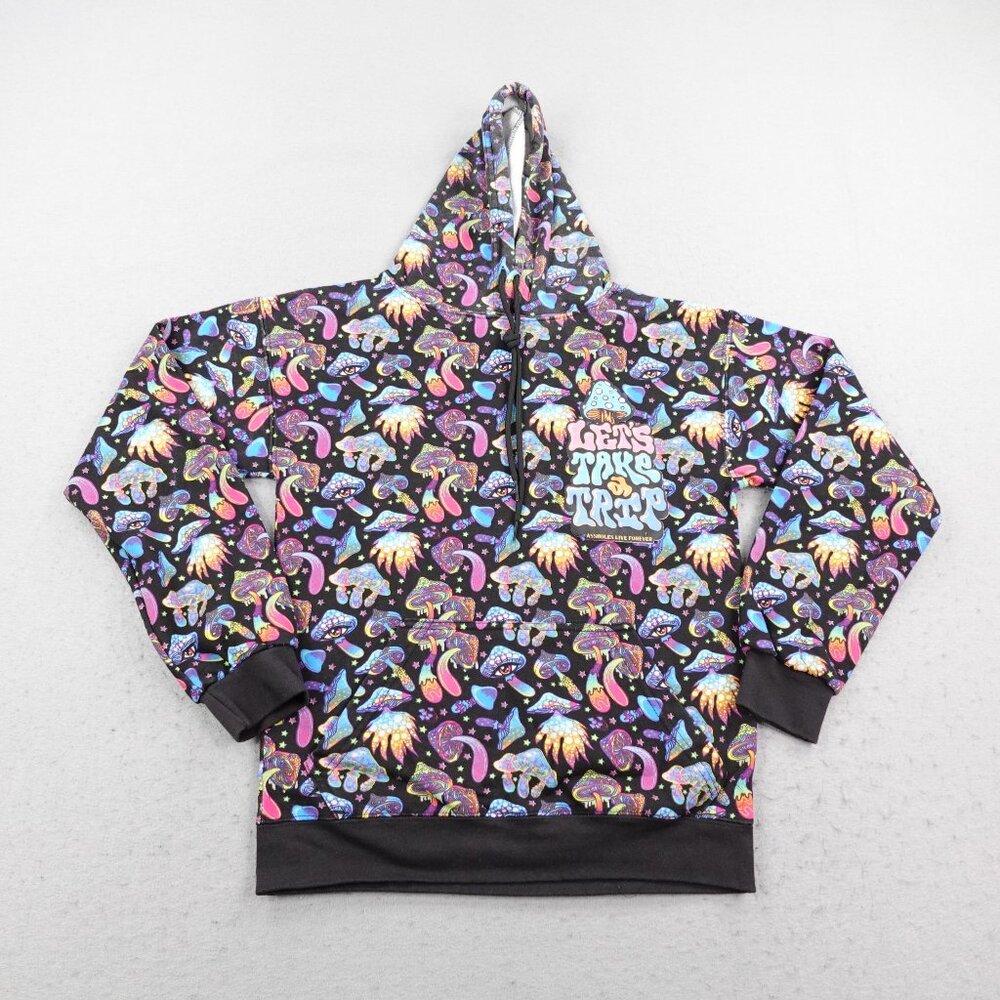 Assholes Live Forever Hoodie Small Mushroom Shroom AOP All Over Print Sweatshirt